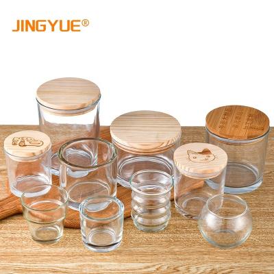 China JINGYUE Home Decoration Customized Bamboo Soda Lime Glass Candle Cup Lid For Housewarming New Years Graduation Gift for sale