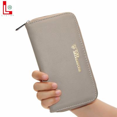 China Waterproof Wallets Pocket Purse PVC Leather Fashion Customized Gold Stamping Zipper Money Bag Hold Coins Payment Cards Unisex Phone for sale