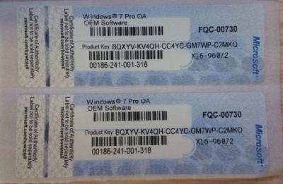 China functional Windows 7 Product Key Codes Windows 7 professional oem COA sticker label for sale