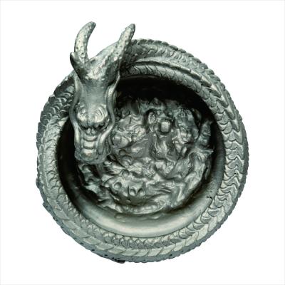 China Wind Proof Cement Stainless Steel Round Gray Dragon Concrete Ashtray Outdoor Ashtray With Cover for sale