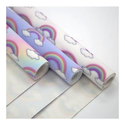 China Customized Abrasion-resistant holographic flocking PU leather fabric for making shoes/holografico de cuero for sale