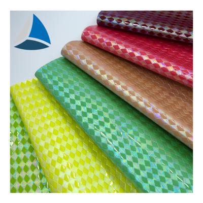 China Waterproof Film Laminated PU Bag Material Diamond Embossing Leather Design for sale