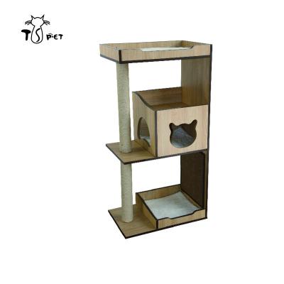 China Large Sustainable Cat Furniture Cat ClimbingTower Deluxe Wooden Tree for sale