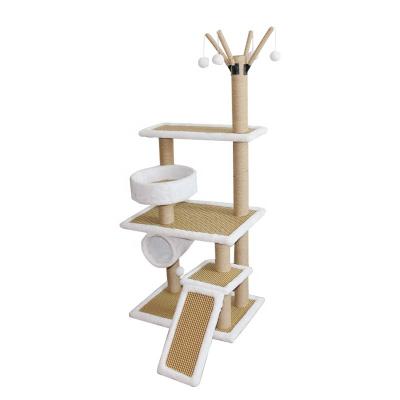 China Sustainable Pet Furniture Striping Mail Large Outdoor Cat Tree House Wholesale For Summer for sale