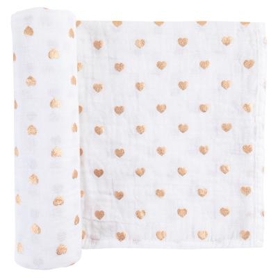 China Anti-Static 100% Cotton Baby Wrapping Cloth Made For All Four Seasons With Gold Print Baby Wrapping Cloth for sale