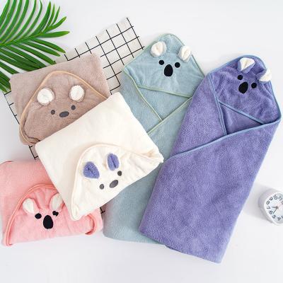 China Soft Bamboo Baby Bath Towel Cotton Hood Bath Towel Bamboo Fiber Terry Cloth Children Cartoon Baby Cloak QUICK DRY for sale