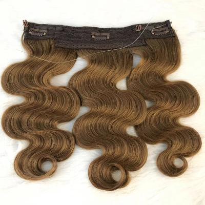 China Yasen Body Halo Hair Extension Soft Smooth Thick Shedding Barely Shedding Hair Apply With Invisible Tick Tac Hair Extensions Natural Clips 14 strand 18 22 26 inch for sale