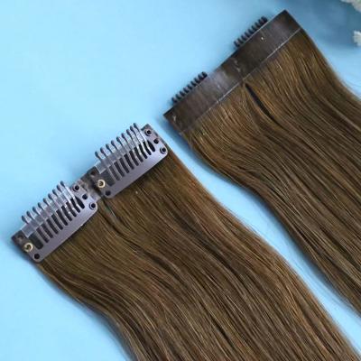 China Best Hot Selling Silky Straight Wave Cuticle Aligned Raw Virgin Seamless Skin Wholesale New Products PU Hair Weft Clip In Hair Extension for sale