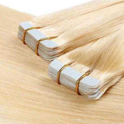 China 100% Invisible Double Drawn Barely Blonde Straight Soft Thick Shedding Remy Hair Extensions Mogolian Cuticle Tape Human Hair Extensions for sale