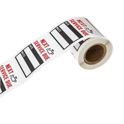 China Custom Printing Waterproof Car Service Reminder Sticker Oil Change Sticker Waterproof Adhesive Label for sale