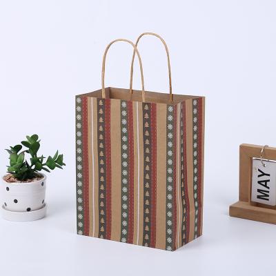 China Recycled Materials Christmas Gift Bags Santa Sacks Kraft Paper Bag Kids Gifts Box Christmas Decorations Bag for sale