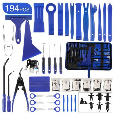 China Plastic Auto POM 194Pcs POM Trim Removal Clip Pliers Fastener Remover Pry Tool Kit Car Upholstery Removal Tool Kit For Door Panel Audio Dash Window for sale