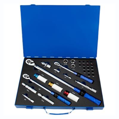 China 33pc Steel 1/4 3/8 1/2 Drive China Ratchet Beam Click Torque Wrench Tool Kit (5 - 220 N.M) With Socket For Sale Price Bike Bicycle for sale