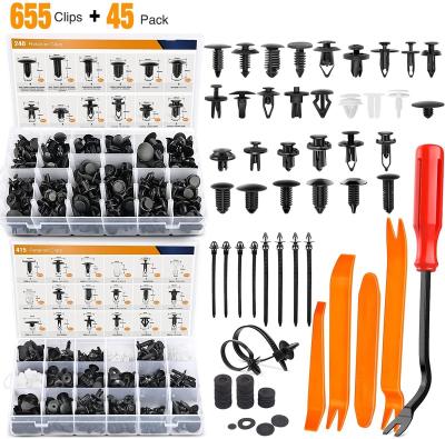 China Plastic Automotive Clips And Auto Rivet Kit Set Car Push Stopper Door Panel Trim Bumper 700Pcs Nylon Body Fasteners Assortment Damper for sale