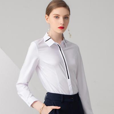 China 2022 Autumn New Commuter Business Host Interview Professional Dress Shirt Anti-pilling Shirt Fashion White Women Sweater for sale