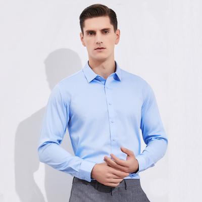 China Fashion Luxury Formal Casual Workwear Anti-shrink Suit Long Sleeve Slim Fit Men Single Breasted Breathable Shirt for sale