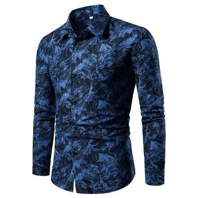 China Amazon Hot Sale Spring And Autumn Floral Men Long Sleeve British Casual Shirt Anti-pilling Shirt for sale