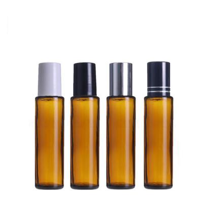 China Cosmetic Wholesale 15ml Amber Roll On Perfume Bottles Glass Roll Essential Oil Bottle for sale