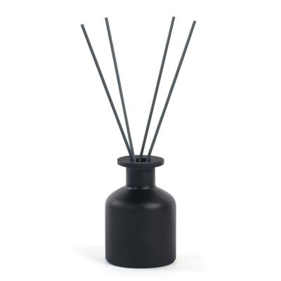 China 150ml Cosmetic Popular Empty Matte Black Tubular Glass Diffuser Bottle With Cork Cap for sale