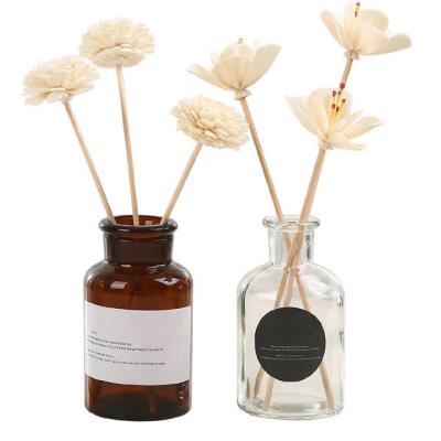 China Empty Cosmetic Amber Glass 125ml Diffuser Bottle With Cork Stopper for sale