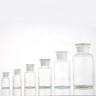 China High Quality 500ml Medicine Reagent Glass Bottle Frosted White Glass Medicine Bottles With Cork for sale