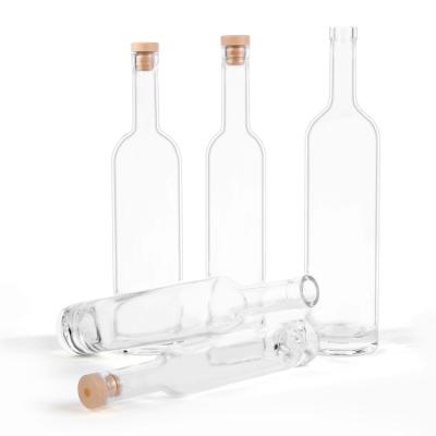 China Clear 750ml Clear Wine Bottle Glasses Ice Glass Bottle Red Wine Glass Bottle With Cork for sale