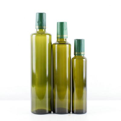 China Empty 500ml Food Olive Oil Glass Bottle Round Glass Frying Oil Bottle for sale