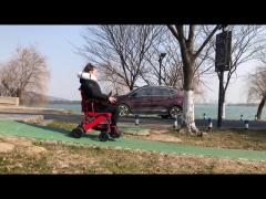 Classic electric wheel chair, can run on the plastic track, downhill release stop