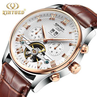 China KINYUED J012 Date Automatic Men's Mechanical Casual Watches Fashion Leather Watches for sale