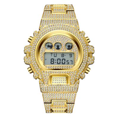 China V304 functional fashion bling electronic watches hip hop diamond quartz watch men 18k gold plated chronograph miss fox watch for sale