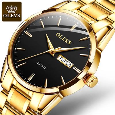 China Waterproof Luminous Stainless Steel Men's Automatic Date OLEVS Calendar Men's Watch Belt Quartz Watches for sale