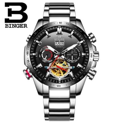 China Luxury Genuine Automatic Sapphire Luminous Waterproof Full Steel Automatic Mechanical Belt Mens BINGER 10003 C Date Male Fashion Watch for sale