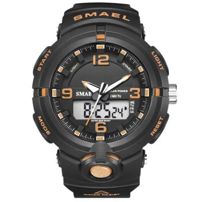 China New 2021 SMAEL Auto Date Brand Watch Digital Quartz Men Solar Powered Sports Watches Multifunctional Dual Time Outdoor Military Wristwatch for sale