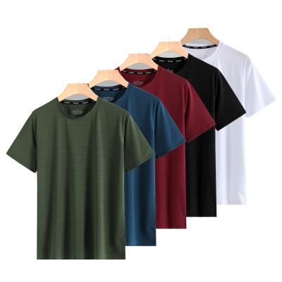 China Free Sample Anti-Wrinkle Men's T-Shirts Slim Fit Crew Neck Short Male Casual Tees Solid Single Sleeve T-shirt for sale