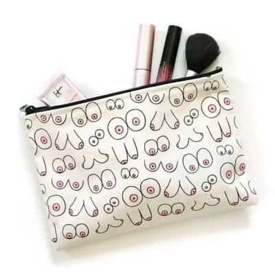 China Fashion Wholesale Customized High Quality 100% Cotton Small Quantity Gift Make Up Cosmetic Bag With Zipper for sale