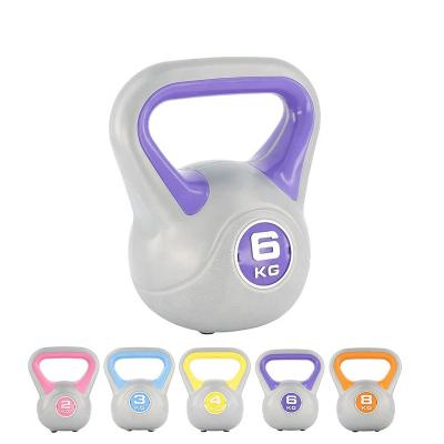 China Custom Made Eco-friendly Logo Gym Fitness Plastic PE Sand Cement Kettlebell Set PVC Color Charm Stand Equipment for sale