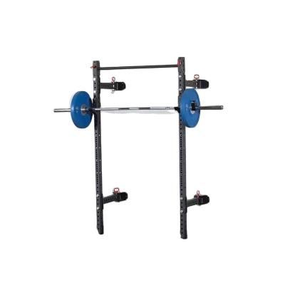 China Adjustable Safe Gym Fitness Folding Power Rack Home Weightlifting Pull Up Half Cabinet Wall Mounted Squat Rack for sale