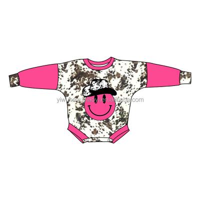 China Cozy Baby Clothes High Quality Babies Long Sleeve Sweater Romper Smiley Logo Printed Cowhide Design Children Kids Jumpsuits for sale