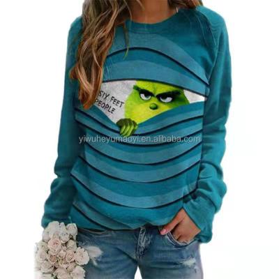 China Christmas Anti-wrinkle Boutique Style Women Sweater Fashionable Sweatshirts French Terry Woman Long Sleeve Top for sale