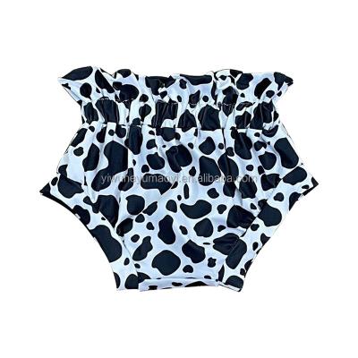 China Newest Breathable Kids Girl Bloomers Summer Cow Printed Kids Baby Ruffle Waist Toddler Shorts for sale