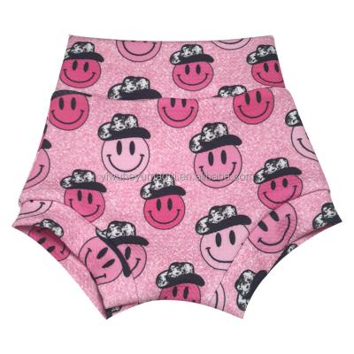 China Breathable Fashionable Baby Bummies Shorts High Waist Shorts Smiley Cowgirl Pattern Children Allo Shorts Milk Silk Glitter for sale