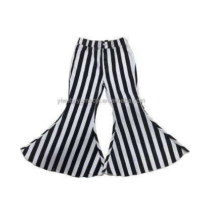 China RTS High Quality Baby Anti-pilling Print Girls Denim Striped Bell Bottom Pants Elastic Kids Jeans Flared Pants for sale