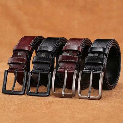 China LQbelt Fashion Genuine Leather Men's Pin Buckle Cowhide Alloy Belt For New Fashion Design Male Belts Mens Good Quality for sale