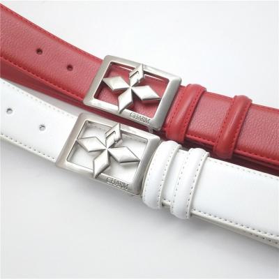 China Custom Logo Men Smooth Buckle Flat Buckle Belt Leather Trim Belts For Men OEM Factory LQ Belt With Holes for sale