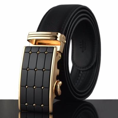 China Fashion Genuine Men's Buckle Gold Business Leather Belt Buckle Automatic Belts For Men Ratchet Factory Wholesale for sale