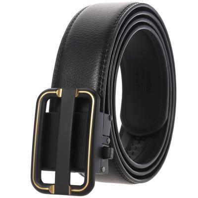 China LQbelt Business Genuine Leather Belt Mens Automatic Buckle Belts For Men Ratchet Belt OEM Factory Custom Logo for sale