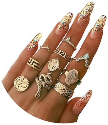 China BOHEMIA Vintage Knuckle Gold Boho Snake Finger Ring Sets For Women Girls Stackable Teens for sale