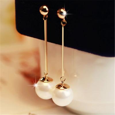 China FASHIONABLE Korean Gold Color Jewelry OL Gift Pendientes Long Tassel Simulated Pearl Drop Earrings For Women for sale