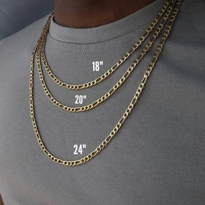 China 2021 TRENDY Men's Jewelry New Fashion Figaro Long Necklace Men's Stainless Steel Gold Necklace for sale