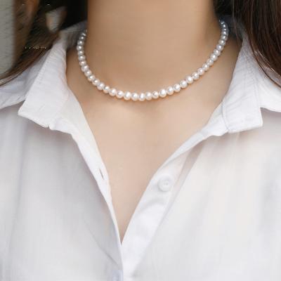 China 2021 New Fashion Trendy Natural Freshwater Sterling Silver Women Pearl Gift Jewelry 925 Necklace for sale